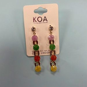 Gold Multi Colored Stone Earrings